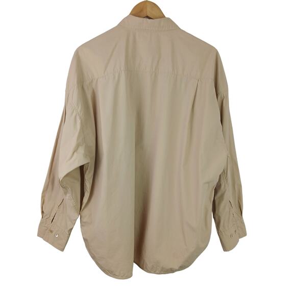 The Group Babaton Women's SZ L 100% Cotton Everyday Button-Up Tan - Picture 5 of 6